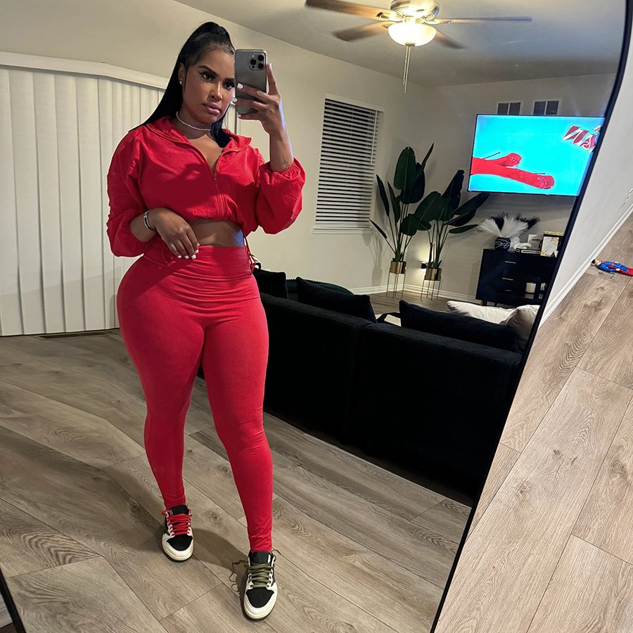 Kliou K24S51552 Fall clothing women's sets casual women zipper two piece sets drawstring pure color tracksuit set