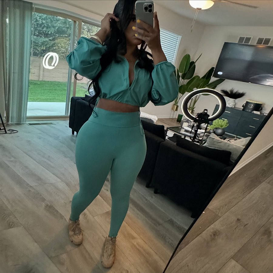 Kliou K24S51552 Fall clothing women's sets casual women zipper two piece sets drawstring pure color tracksuit set