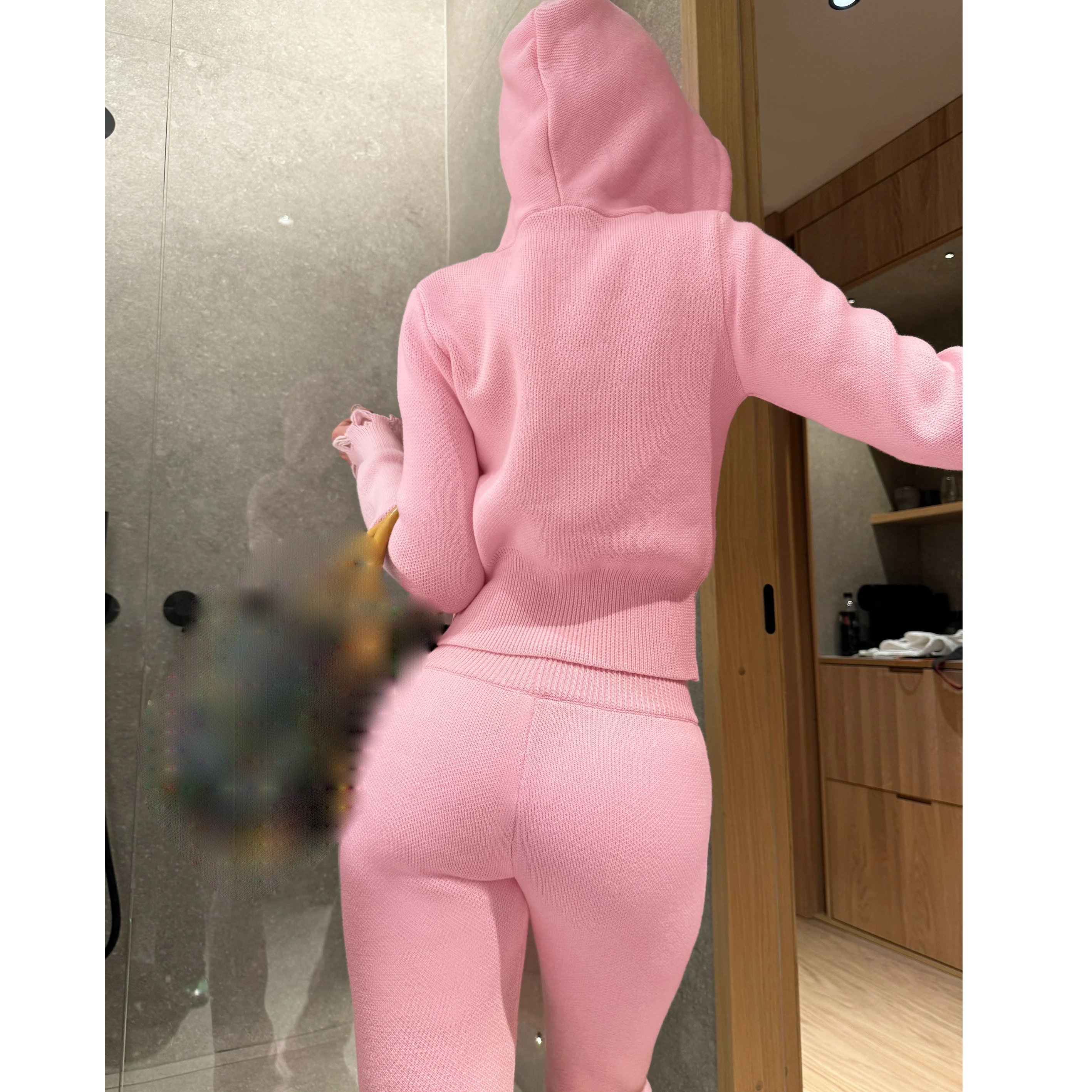 women's cashmere sweater and pants set Autumn And Winter Casual Solid Color Long Sleeves Knitwear Cardigan Two Pieces Set