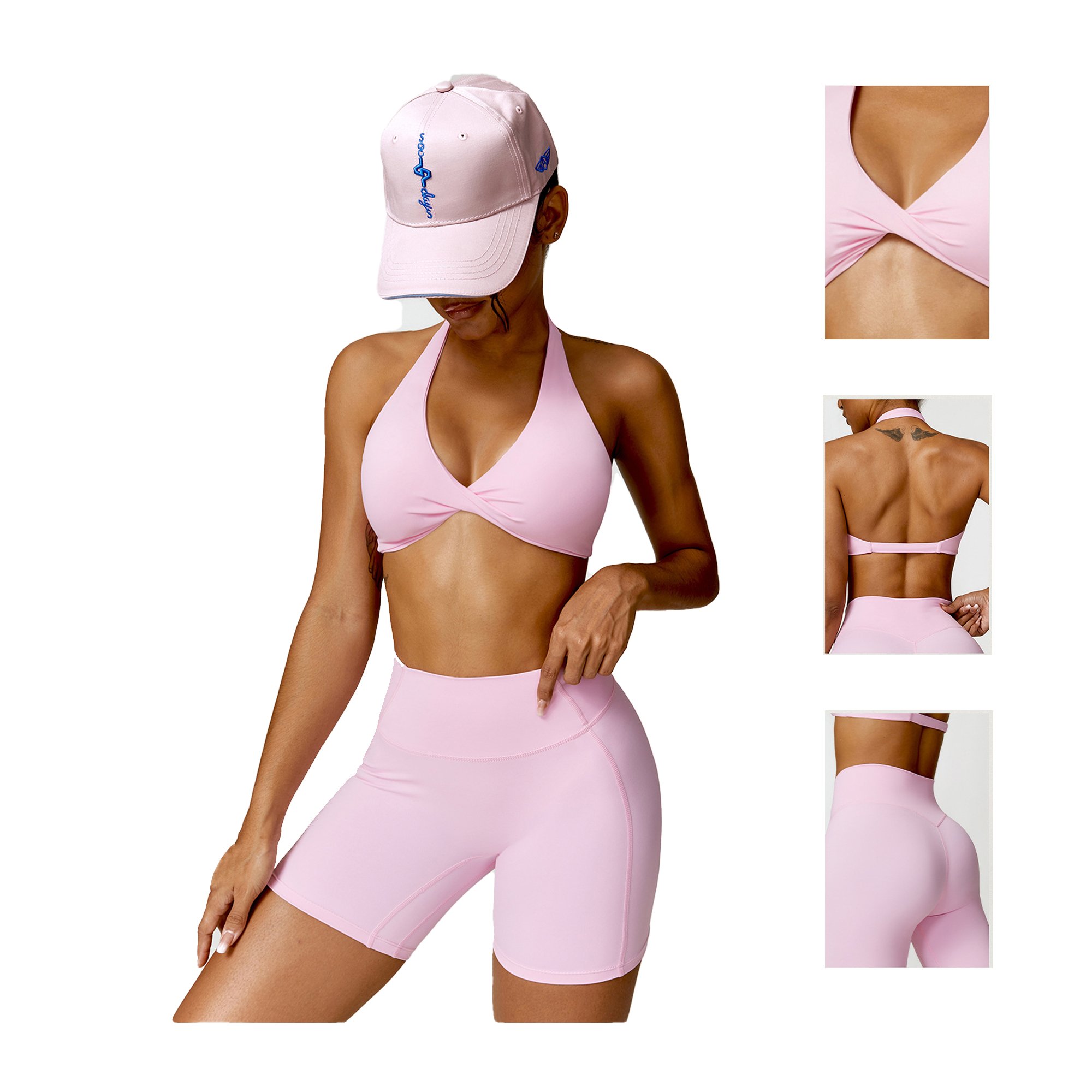 Custom Loungewear Women's Sets Basic T Shirts Shorts Leggings Cotton Ribbed Jersey LoungeWear Two Piece Set Women Clothing