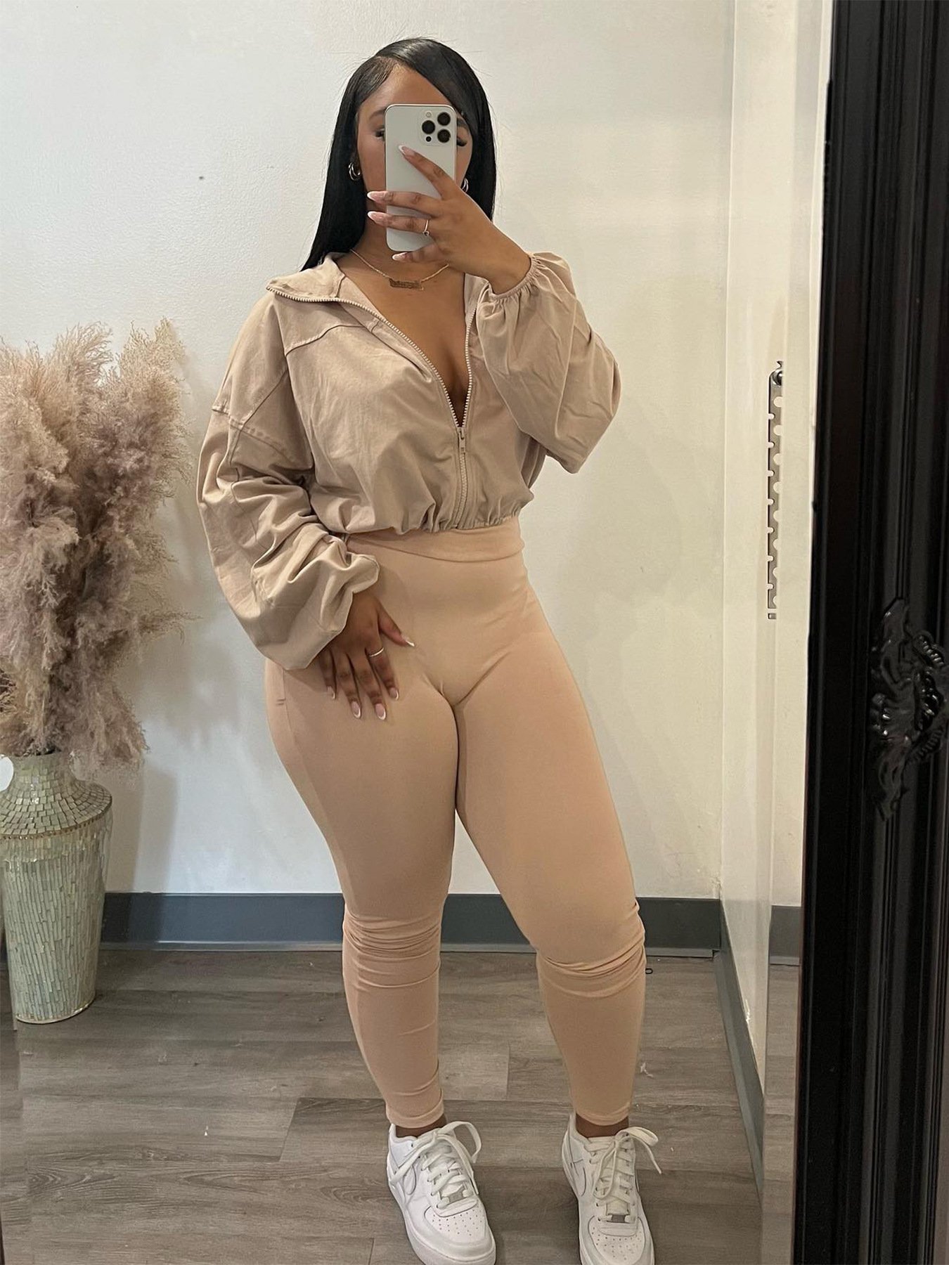 C2490 Hot selling long sleeved sports solid sweatshirt pants suit casual 2 piece joggers set women