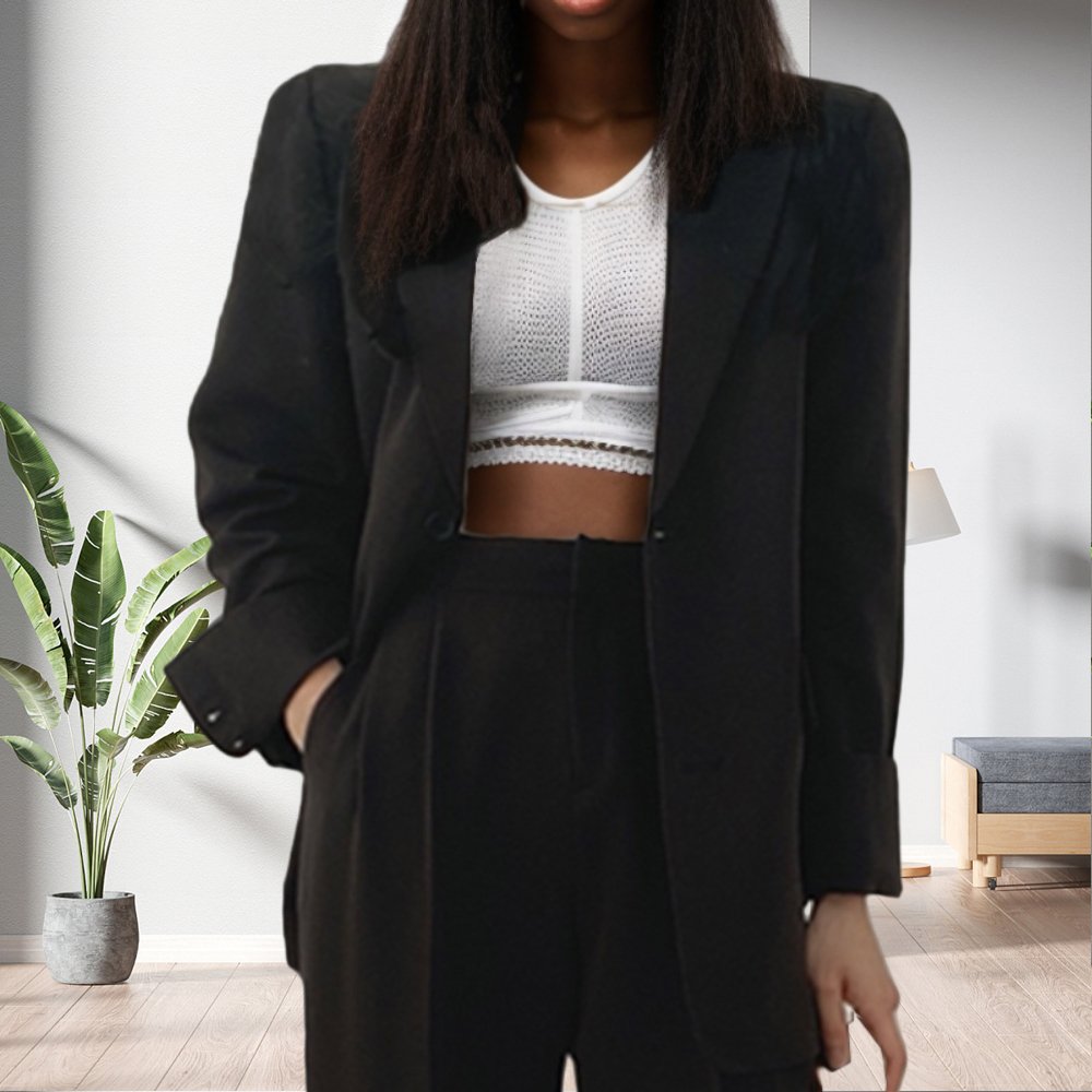 D1201ME04 New Stock Arrival Solid Color Business Long Sleeve Loose Pants Blazers Suits Women Sehe Fashion