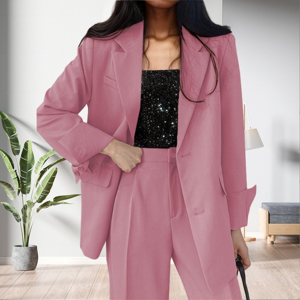 D1201ME04 New Stock Arrival Solid Color Business Long Sleeve Loose Pants Blazers Suits Women Sehe Fashion