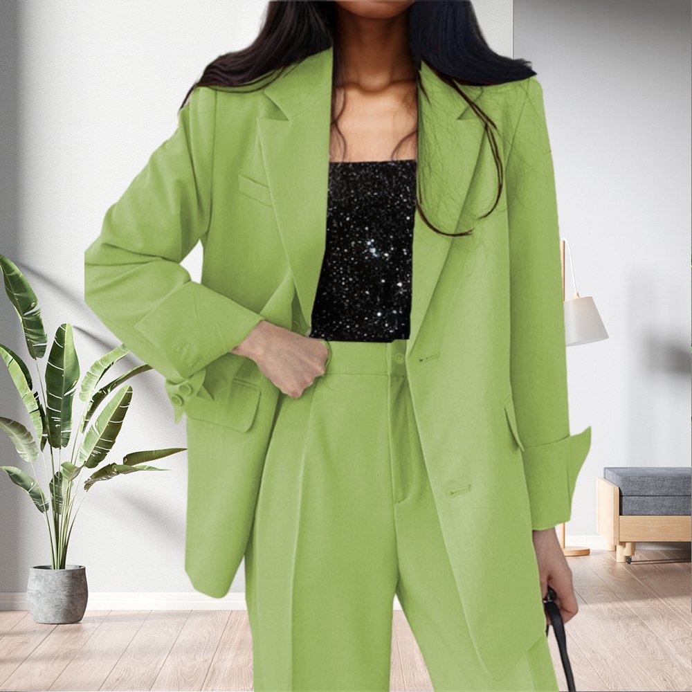 D1201ME04 New Stock Arrival Solid Color Business Long Sleeve Loose Pants Blazers Suits Women Sehe Fashion