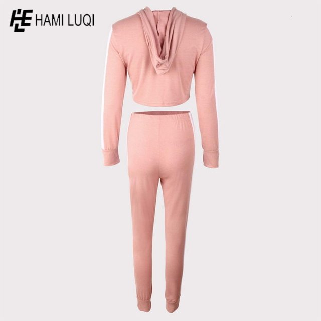 factory prices custom Crop Top and Jogger Two Piece hoodies Pants clothes womens 2 piece set