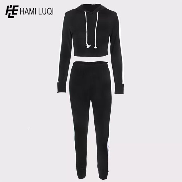 factory prices custom Crop Top and Jogger Two Piece hoodies Pants clothes womens 2 piece set