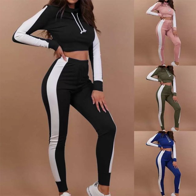 factory prices custom Crop Top and Jogger Two Piece hoodies Pants clothes womens 2 piece set