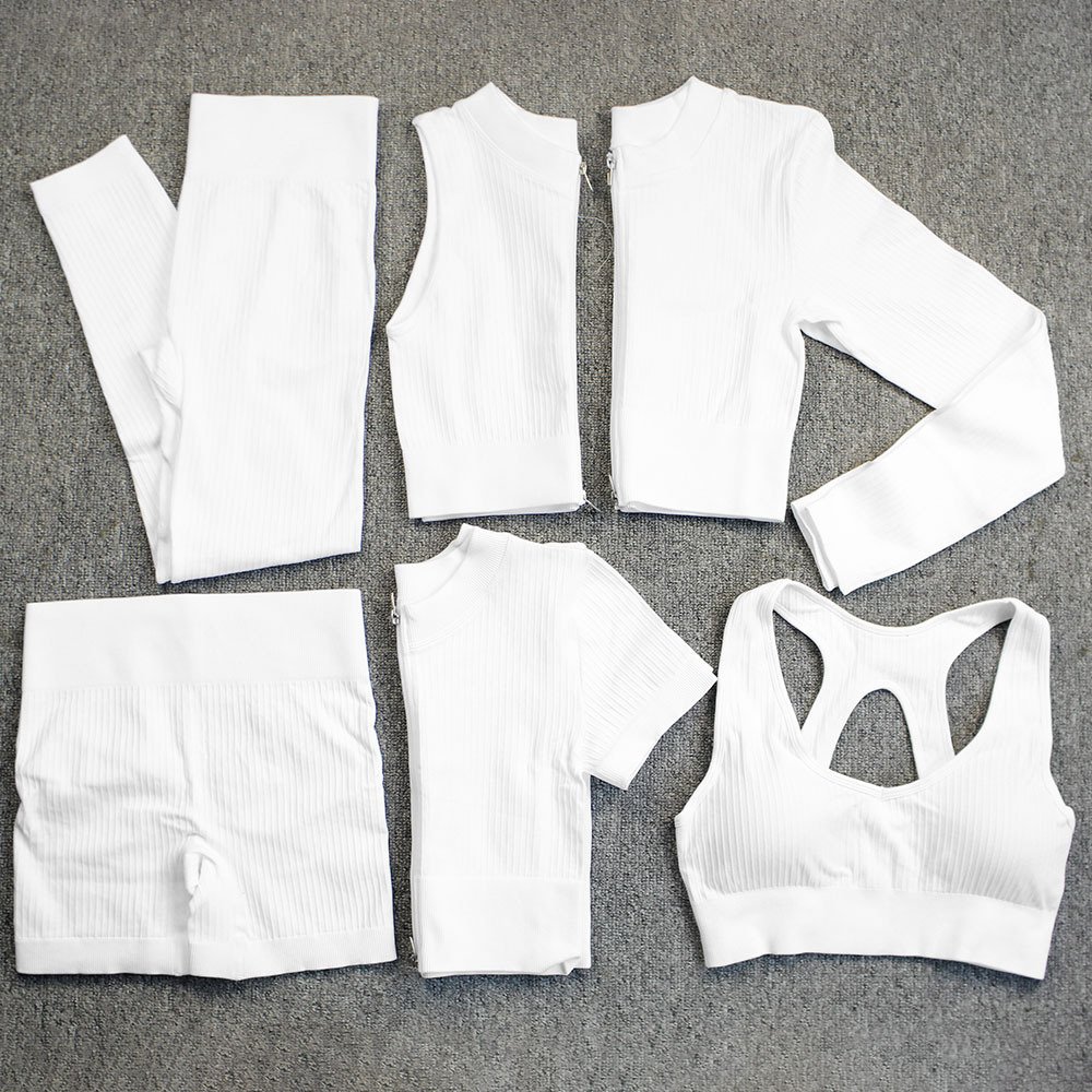Custom logo 6 PCS women Hollow Custom fitness Seamless Active Wear Yoga Set Workout Clothing gym fitness sets