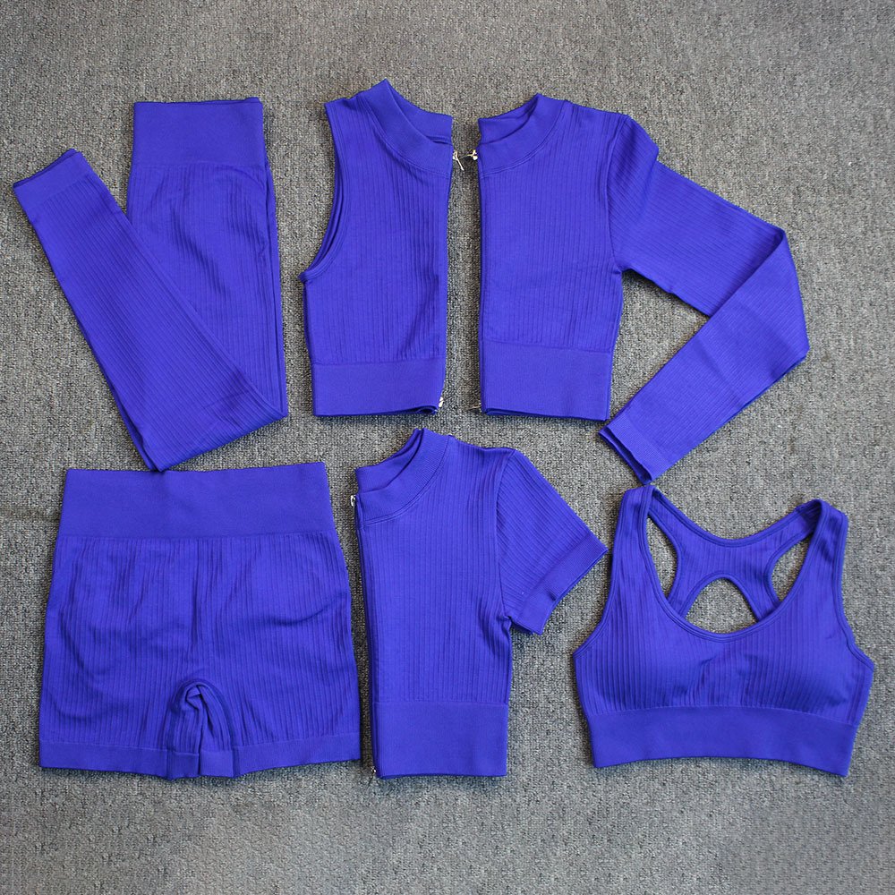 Custom logo 6 PCS women Hollow Custom fitness Seamless Active Wear Yoga Set Workout Clothing gym fitness sets