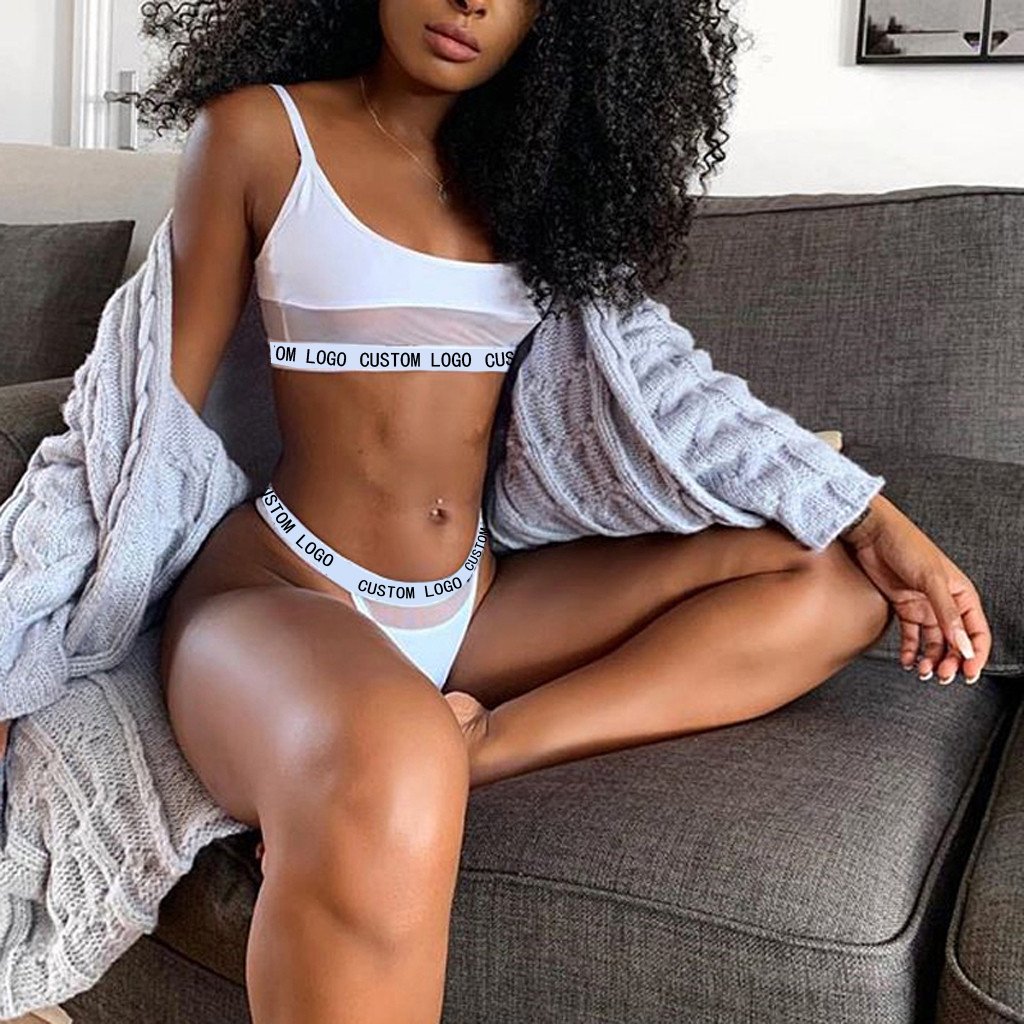 L&J Shoe Lingerie Vendors Female Sports Panties Underwear Women's Pantie Custom Logo Letter Push Up Bra Sets