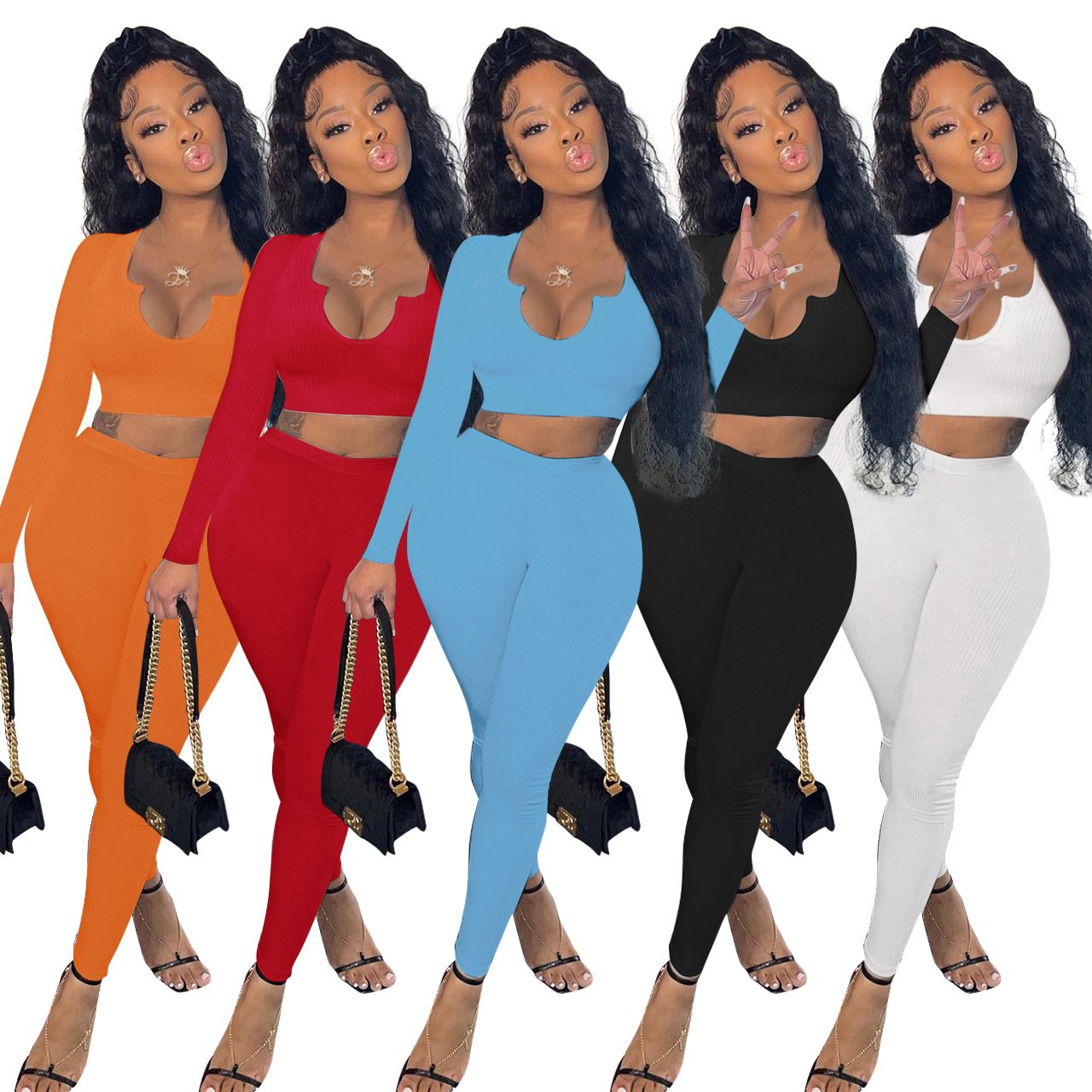 fall 2022 women crop top Two Piece Tracksuits Sets Sweat 2 Piece Set Women Clothing