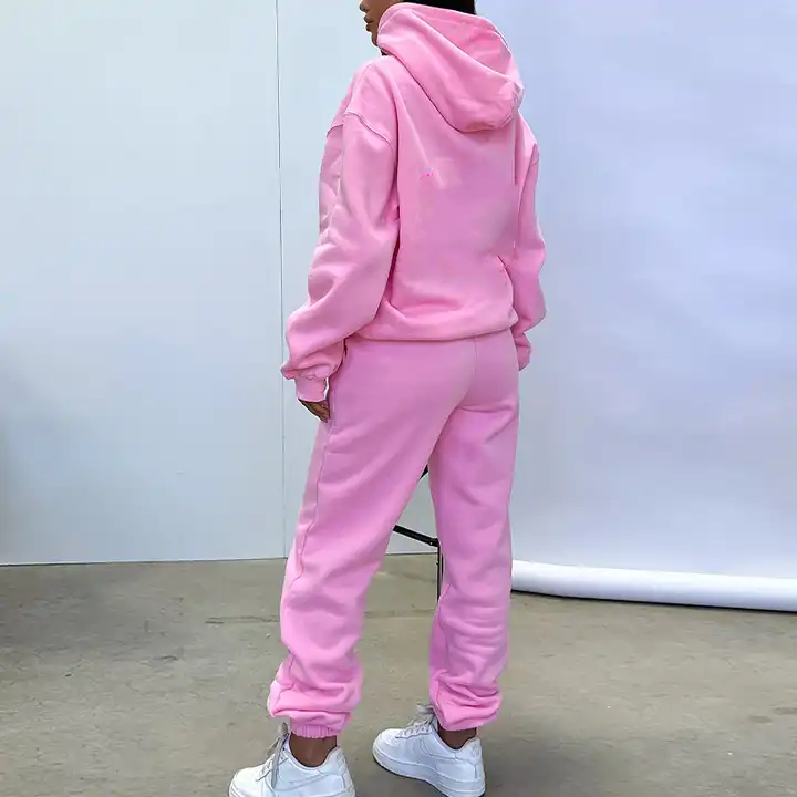 Custom logo sweatpants and oversized pullover hoodie set women high quality two piece jogger set women tracksuit
