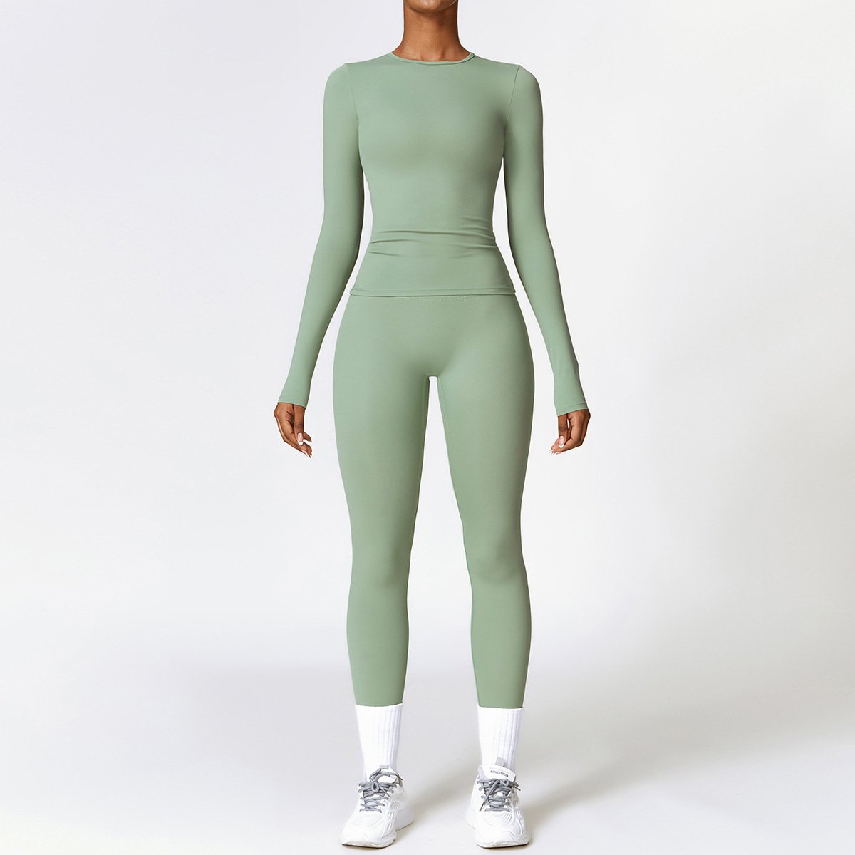 long sleeves ropa deportiva mujer Custom workout wear suit women sportswear set activewear high waist fitness yoga sets women