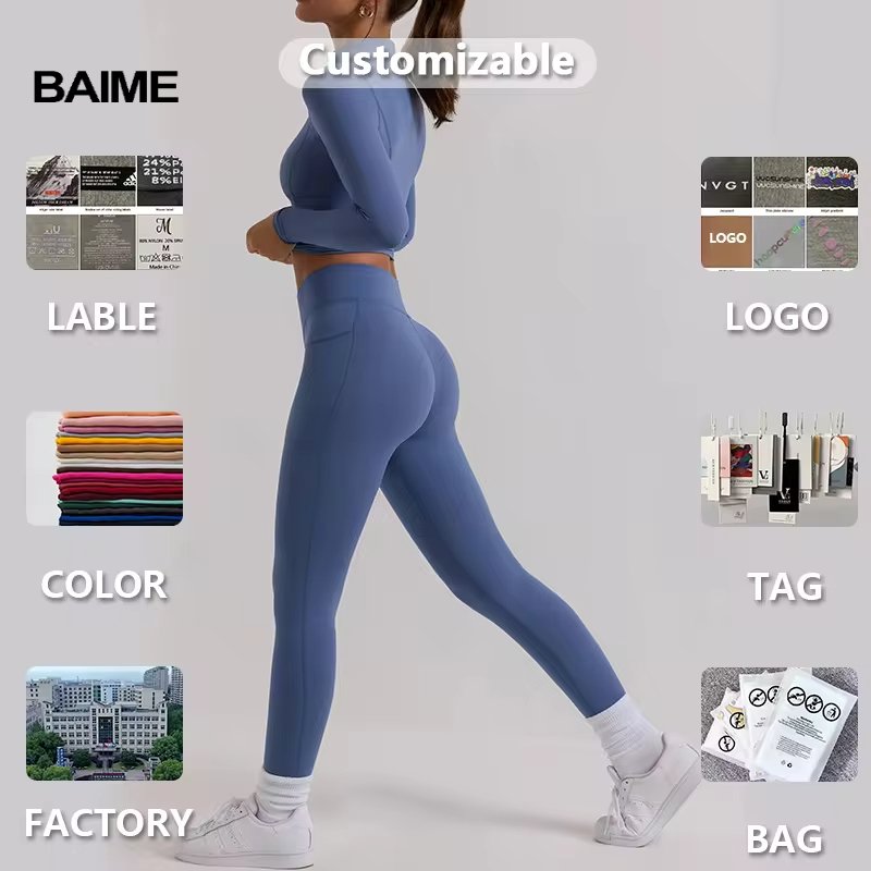 custom women long sleeves fitness yoga set sport workout clothing 2 pieces gym fitness sets Zip Up Jacket Leggings Set