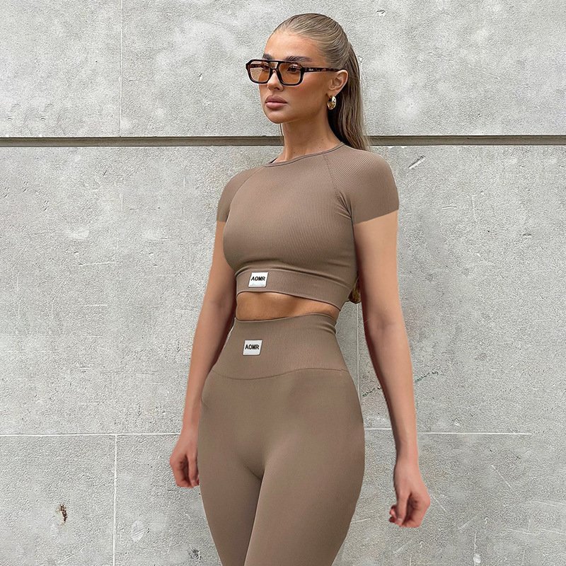 Fashion Women's Active Wear Casual Sports Fitness Suit with Long Sleeve Nylon Yoga Pants Active Run Applicable XS Size