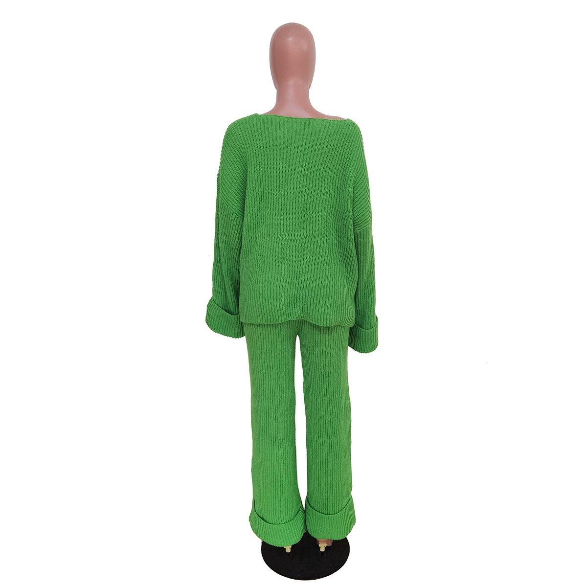 Winter clothes for women women's knitwear knitted women's sweater and flared pants set