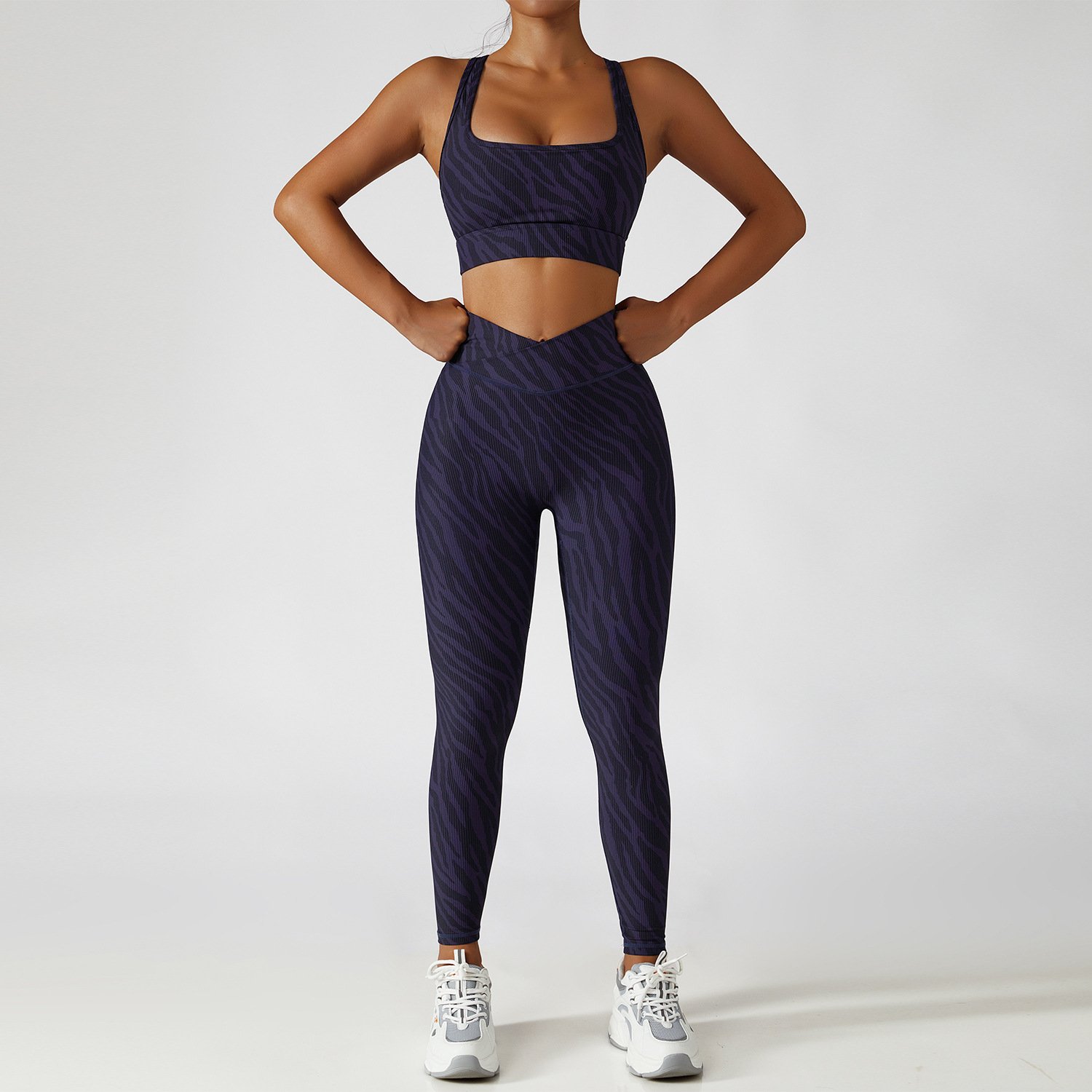 Women Leopard Zebra Yoga Suit Fitness Bra Legging Scrunch Butt Sports Gym Sets Customized