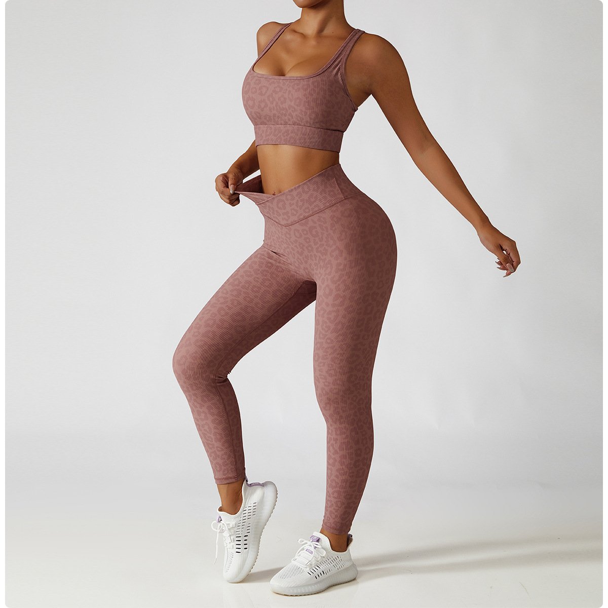 Women Leopard Zebra Yoga Suit Fitness Bra Legging Scrunch Butt Sports Gym Sets Customized
