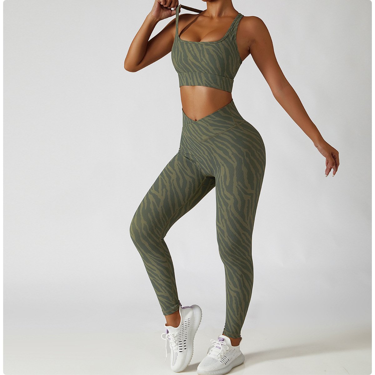 Women Leopard Zebra Yoga Suit Fitness Bra Legging Scrunch Butt Sports Gym Sets Customized