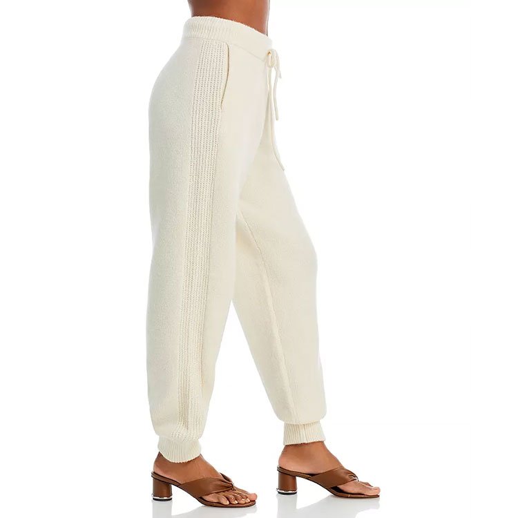 Knitwear Manufacturer Custom Autumn Winter High Waist Laceup Loose Elegant Casual Jogger Pants Women Knit women's Pants Trousers