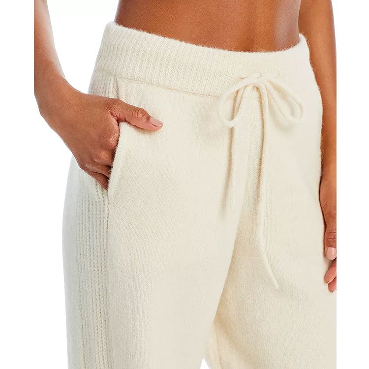 Knitwear Manufacturer Custom Autumn Winter High Waist Laceup Loose Elegant Casual Jogger Pants Women Knit women's Pants Trousers
