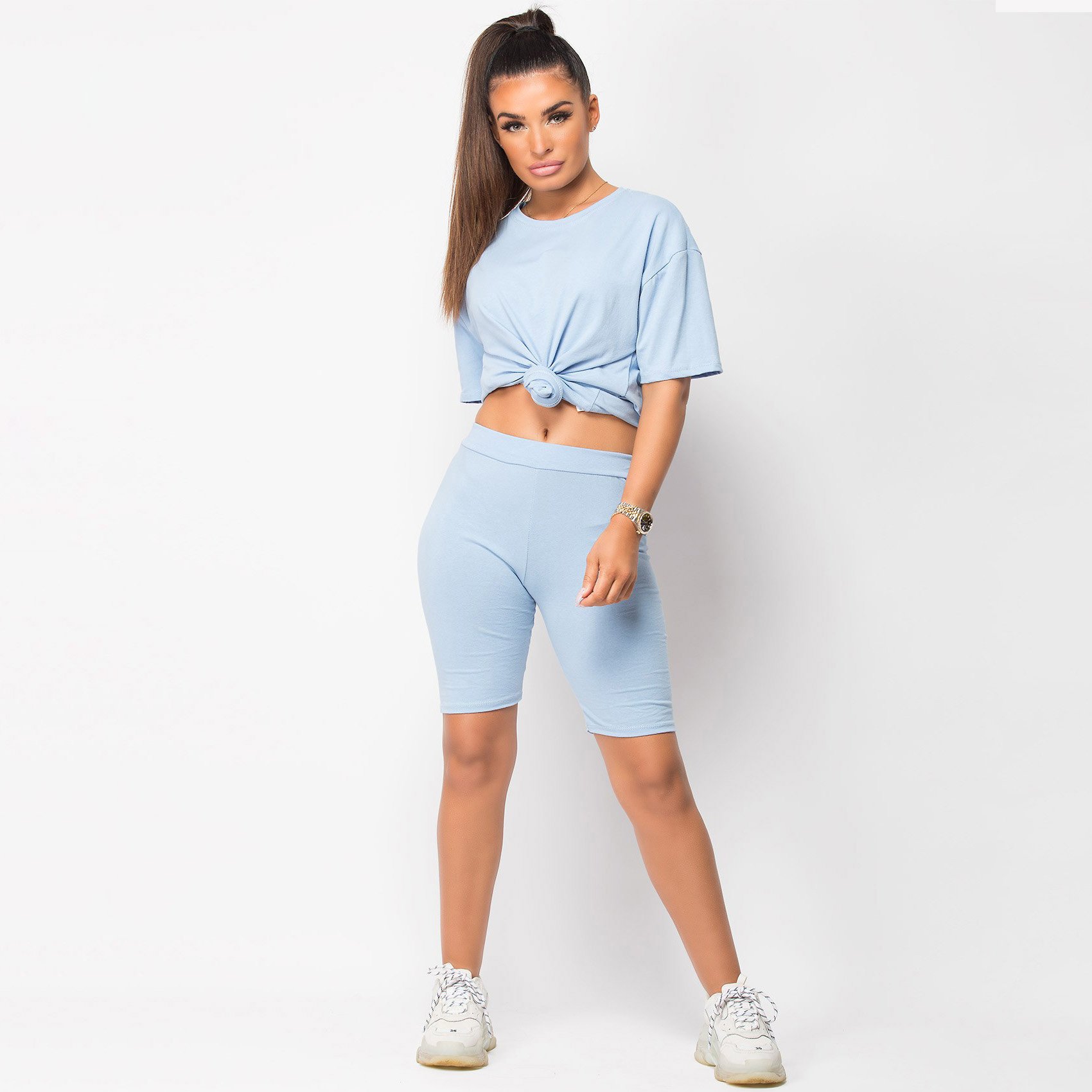 2024 Women Clothing Summer Casual 2 Piece Set Women Cotton Oversized Shirt And Shorts Two Piece Set