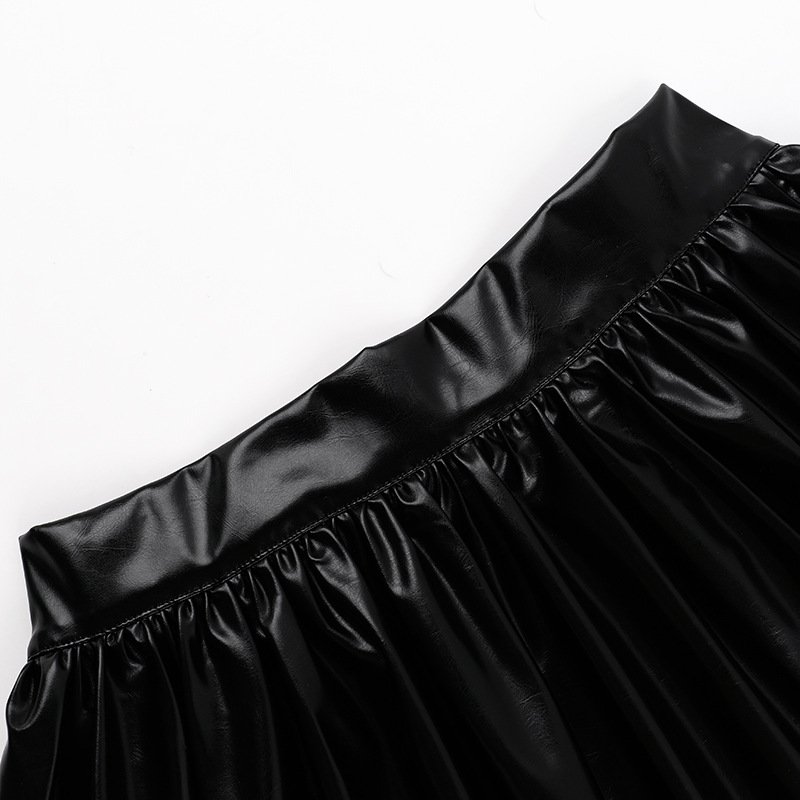 New Trendy Women's Sets Print Satin Jersey Shirts Leather Skirt 2 Piece Sets Casual Y2K PU Two Piece Skirt Sets Women Clothing