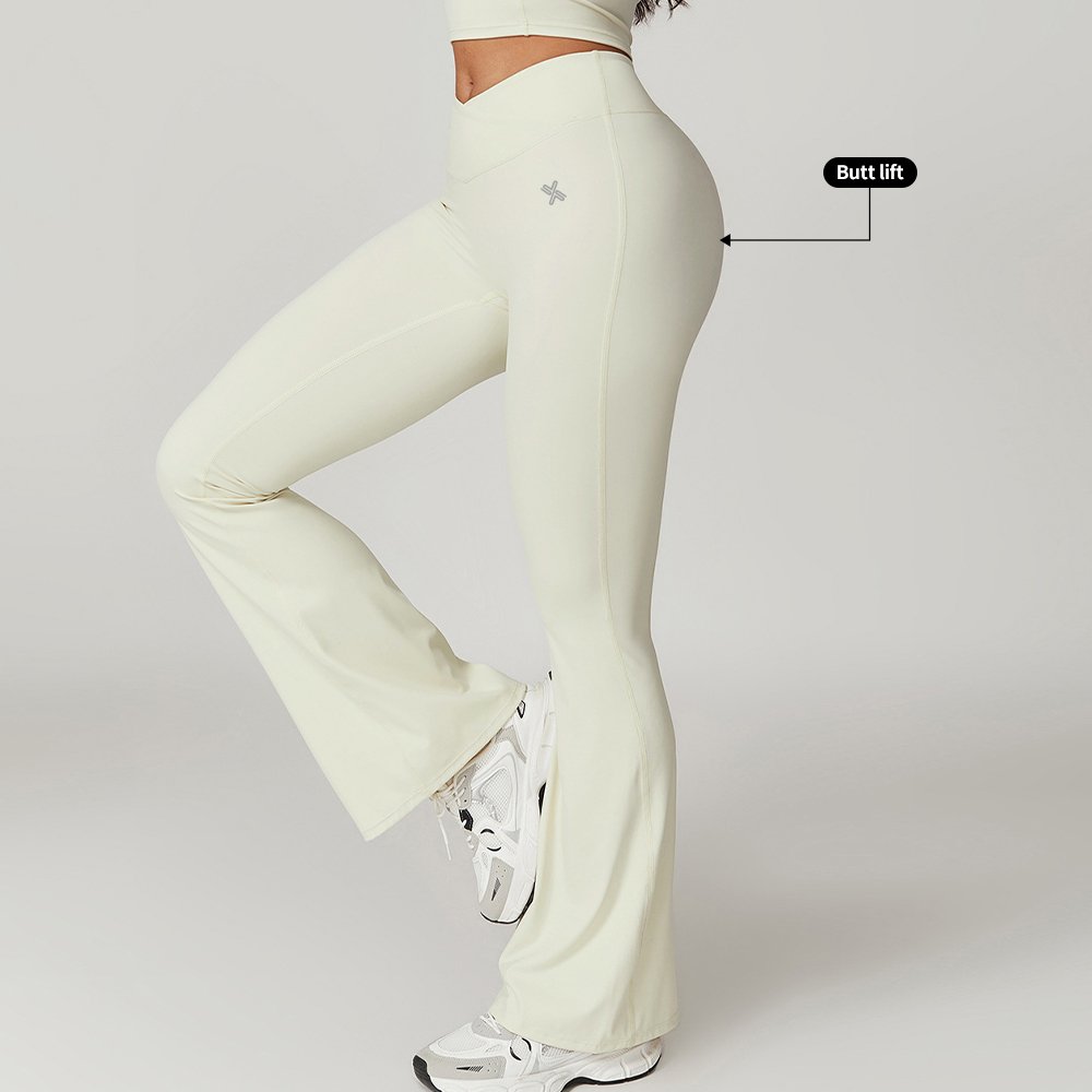 Women's High Waist Nylon Flare Wide Leg Yoga Pants XL Gym Sports Flared Yoga Shorts Set with Bra Low MOQ