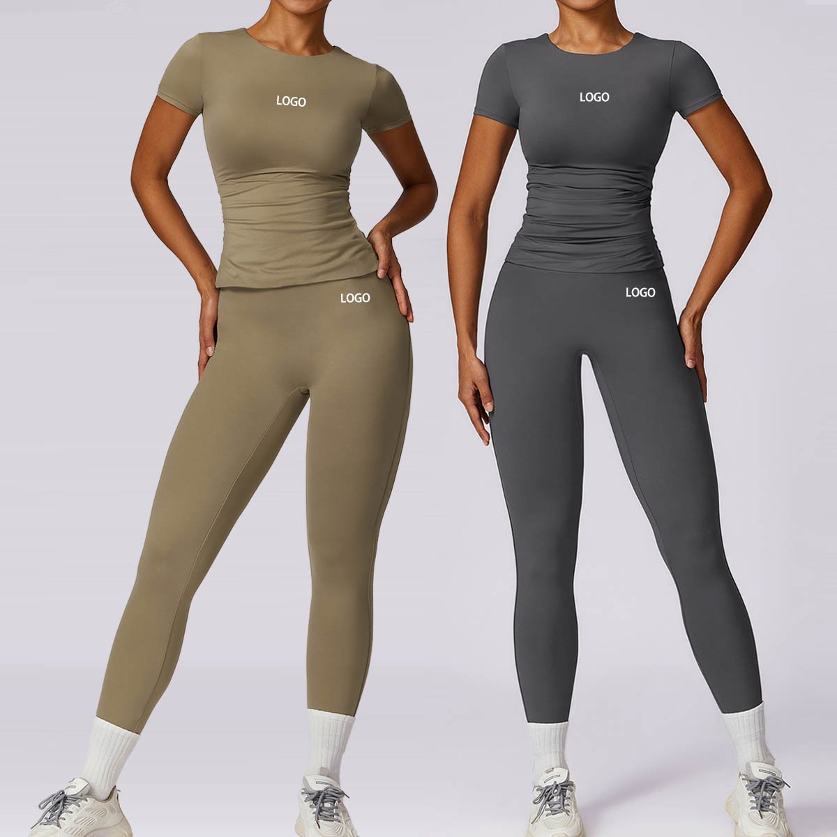 Short Sleeves T shirt and Legging Set ropa deportiva mujer workout wear suit women sportswear set high waist fitness yoga sets