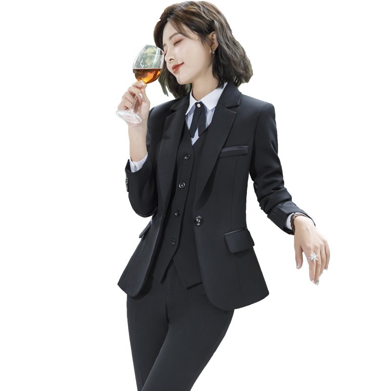 OEM Wholesale 3-Piece Women's Business Suit Set Office Lady Work Wear with Formal Blazer Jacket Vest and Trousers Dropship