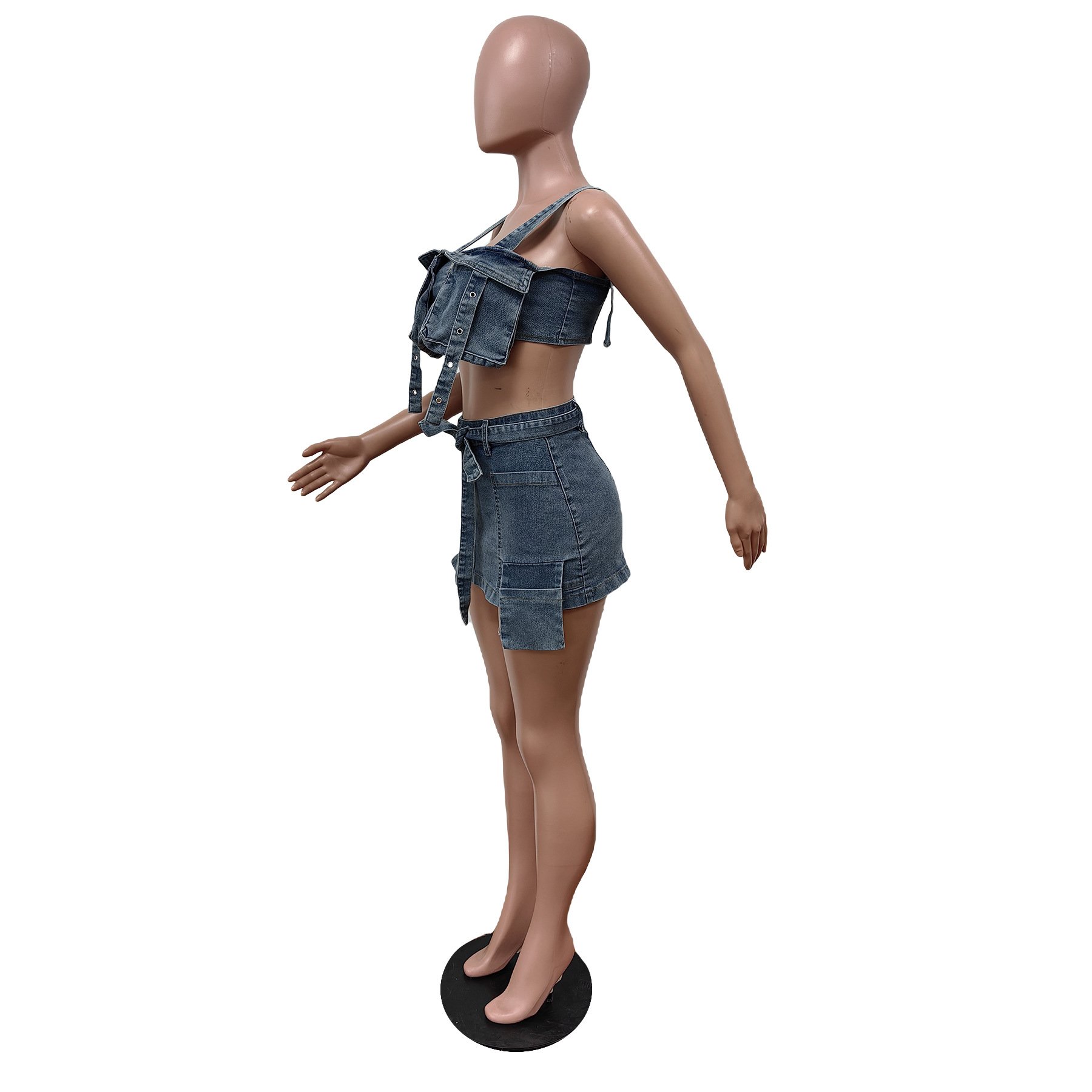 Wholesale DESIGNERS Famous brand clothing set Denim tank top skirts 2 pieces set for women