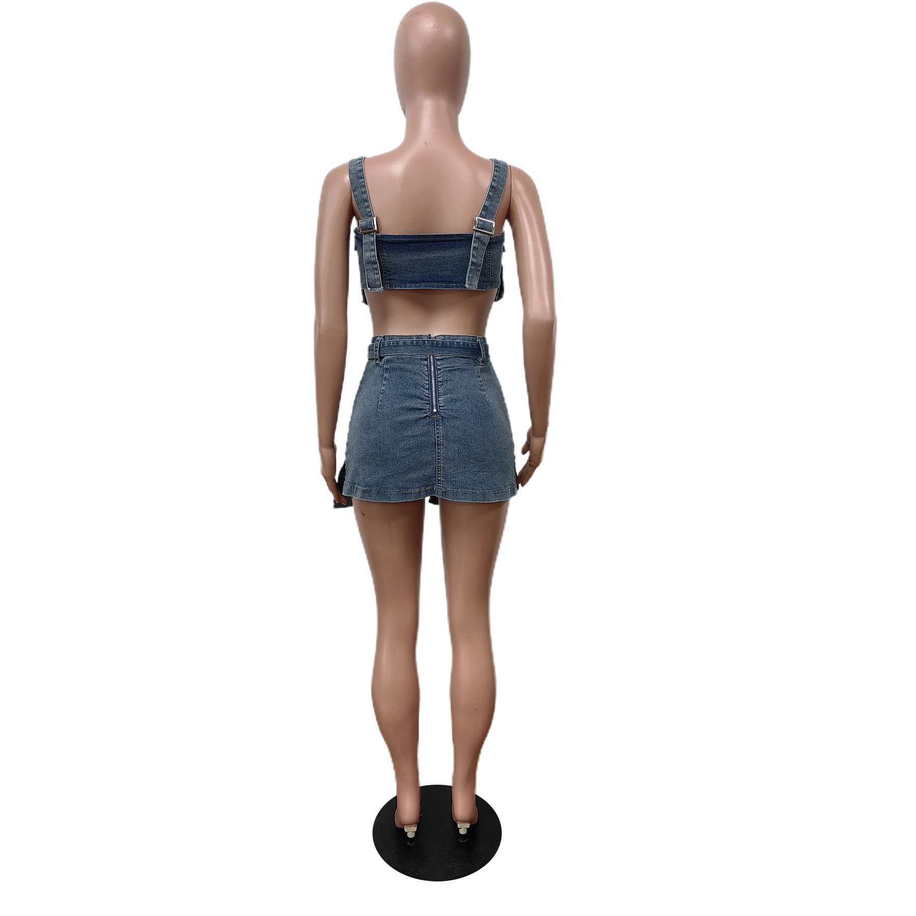 Wholesale DESIGNERS Famous brand clothing set Denim tank top skirts 2 pieces set for women