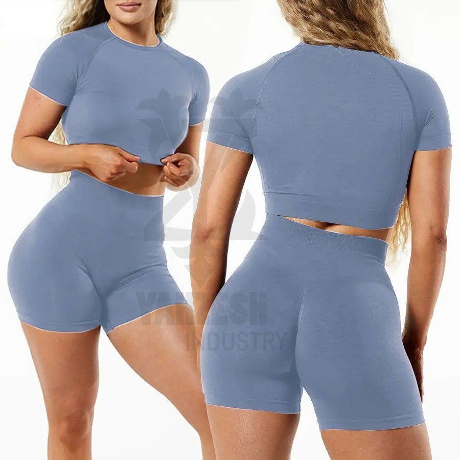 High Elastic Seamless Yoga Set Women Fitness Clothing Sports Wear Bra and Short pant Yoga Sets 2 Pcs Set