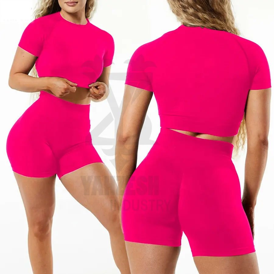 High Elastic Seamless Yoga Set Women Fitness Clothing Sports Wear Bra and Short pant Yoga Sets 2 Pcs Set