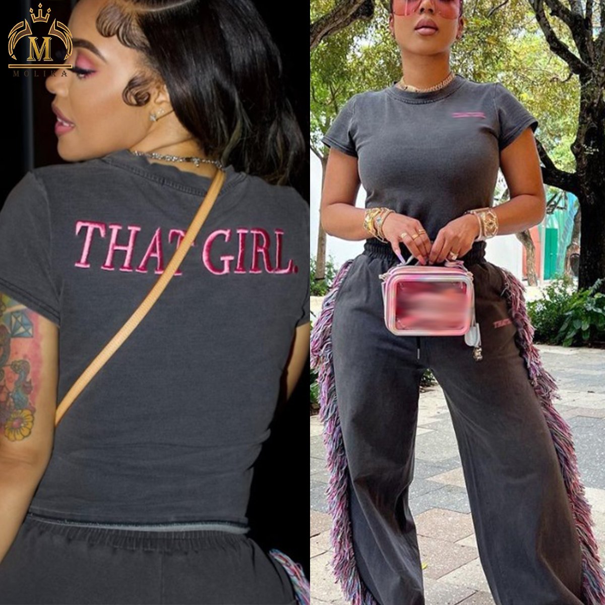 2024 New Trendy Women's Outfits Embroidery Cotton Shirt Top With Sweatpants Ladies Casual Joggers Pants Matching Sets For Women