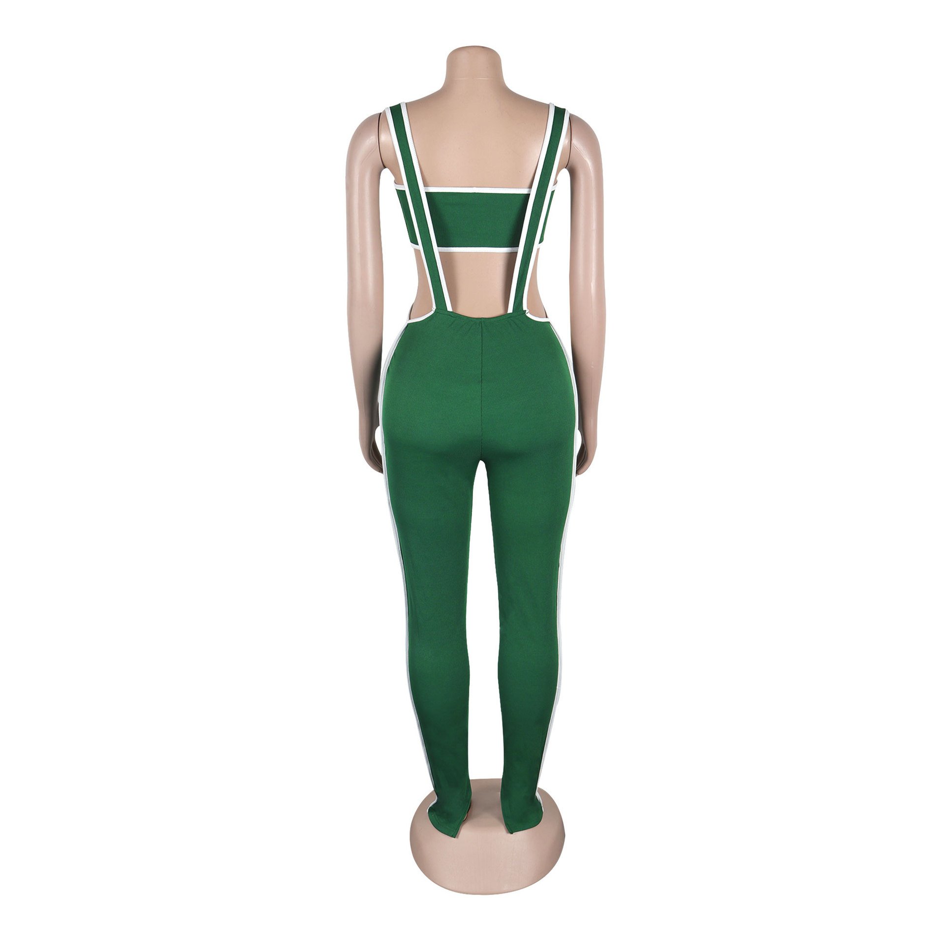 Fashion Women's Clothing 2024 Summer Stretchy Ribed Two Piece Set Sexy Tube Top And Overalls Pants Sets For Women