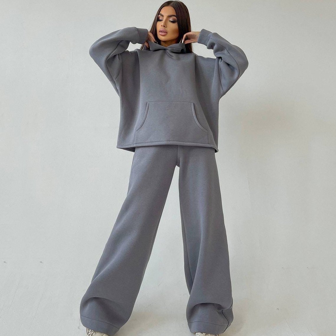Women's 2 Piece Oversized Outfits Lounge Hoodie Sweatshirt Wide Leg Jogger Sweatpants Sweatsuit Set Tracksuits 2024