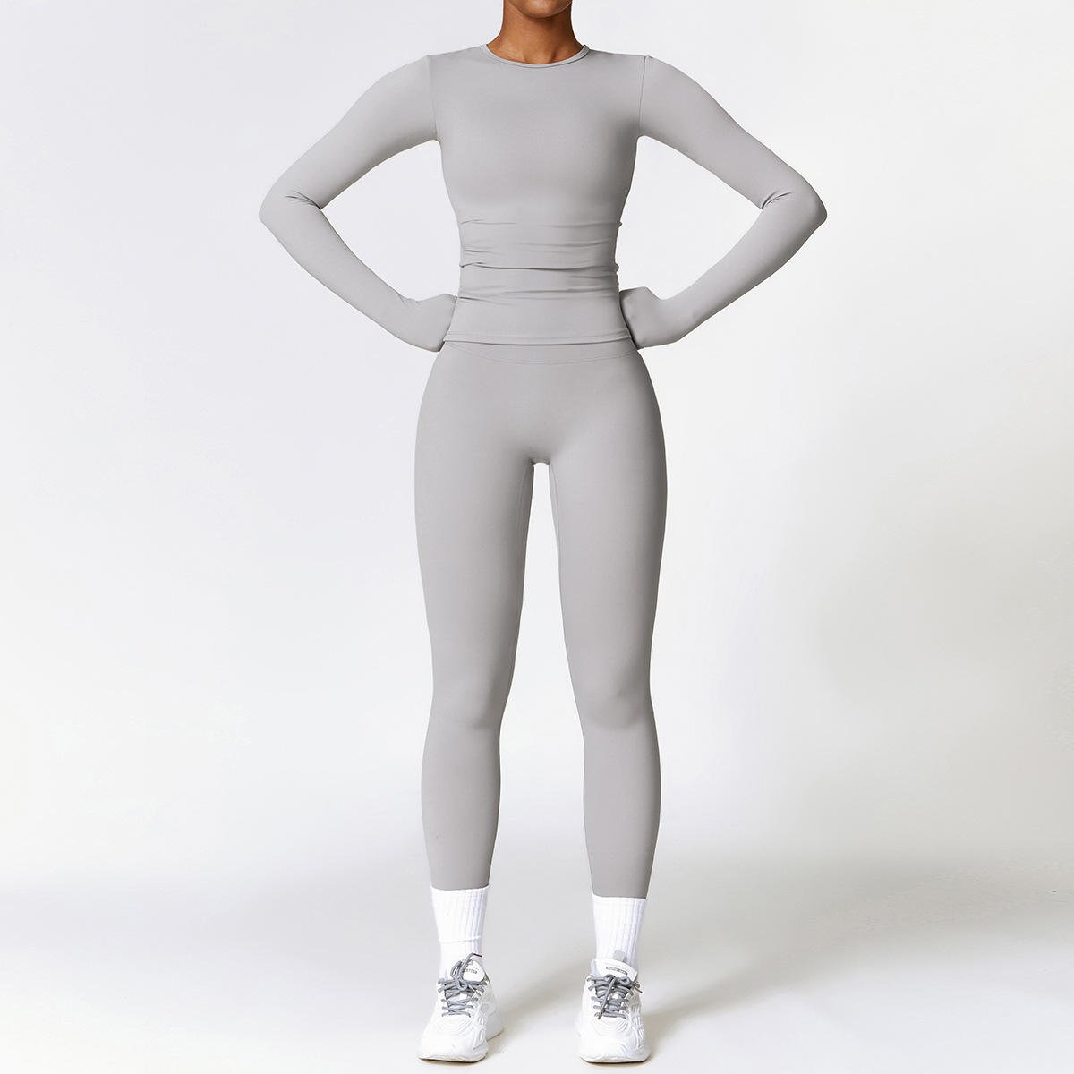 long sleeves ropa deportiva mujer Custom workout wear suit women sportswear set activewear high waist fitness yoga sets women