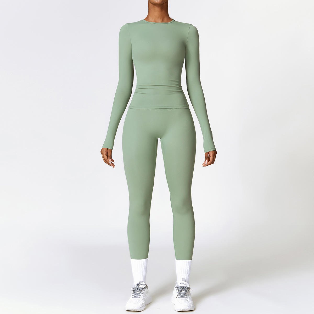 long sleeves ropa deportiva mujer Custom workout wear suit women sportswear set activewear high waist fitness yoga sets women