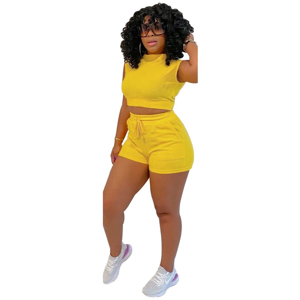 Summer 2023 wholesale Tracksuit Explosion Women'S Suit Shorts T-Shirt Suit Solid Color Sports Leisure Custom Logo Two Piece Set