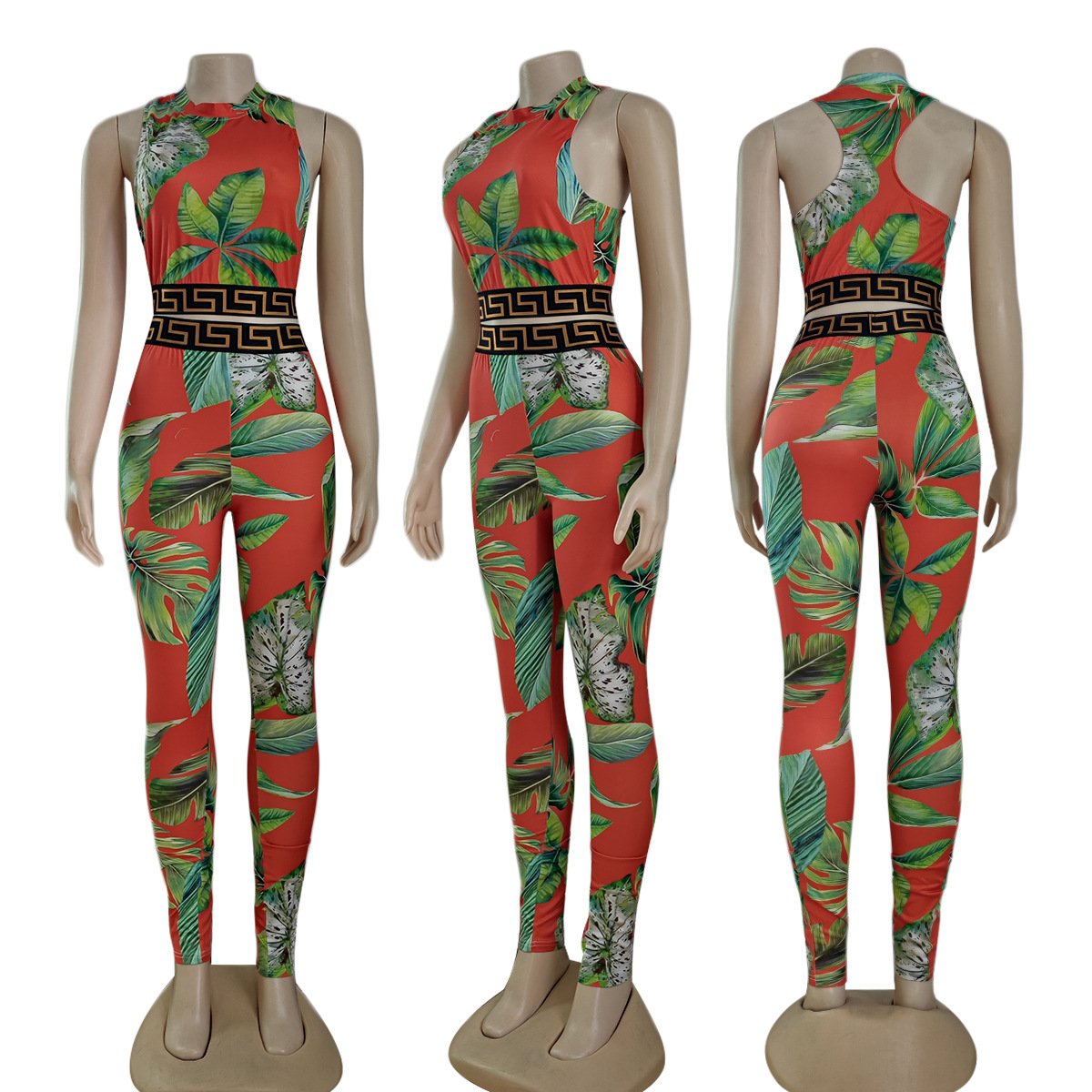 2024 New designer print seamless active woman leggings clothes yoga set casual sleeveless crop top tight 2 piece fitness set
