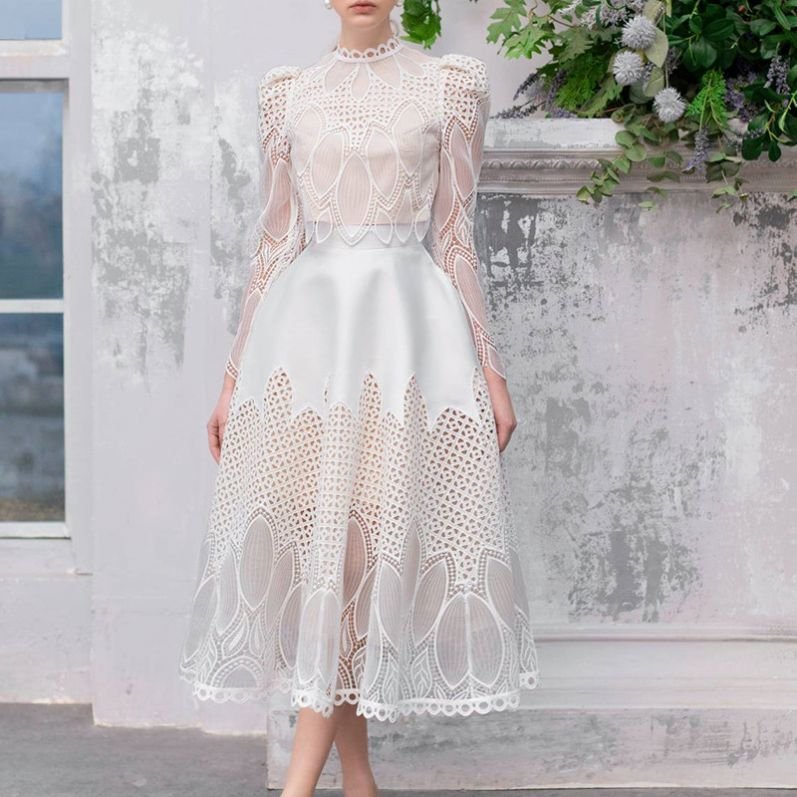 Bettergirl 2024 Boutique Wholesale Autumn and Winter Lace Embroidery Hollow Out Top Half Skirt Fashion Women's Set