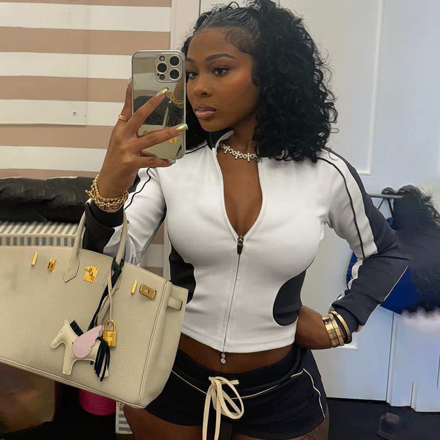 Kliou K24S54894 Fall new arrivals 2 piece short set women long sleeve shirt zipper outfits casual women's Sets