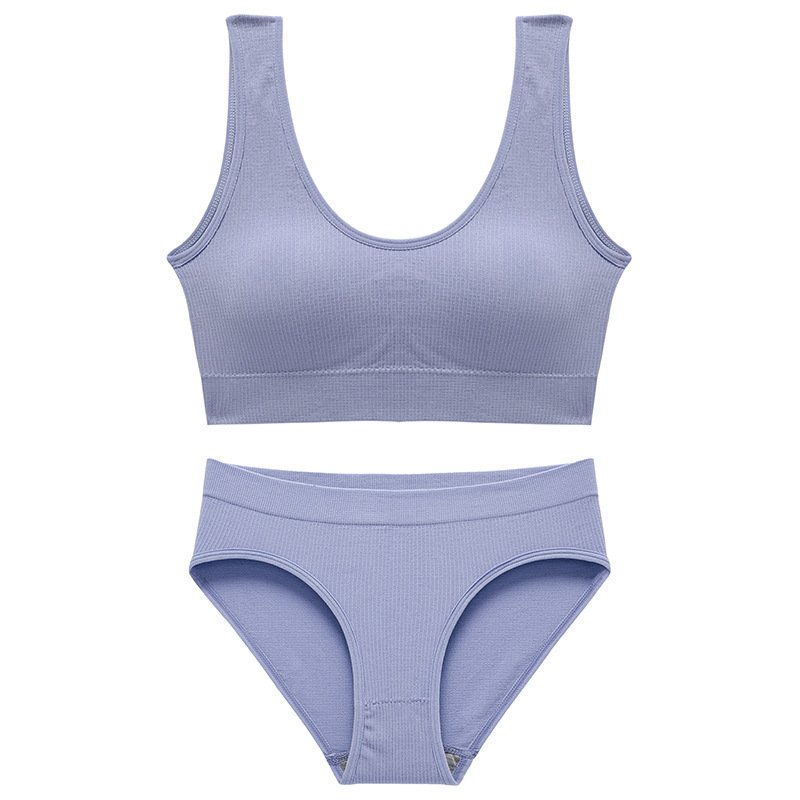2023 Underwear Women's Ladies No Underwire Comfortable Large Size Sleep Bra Briefs Set Traceless Vest
