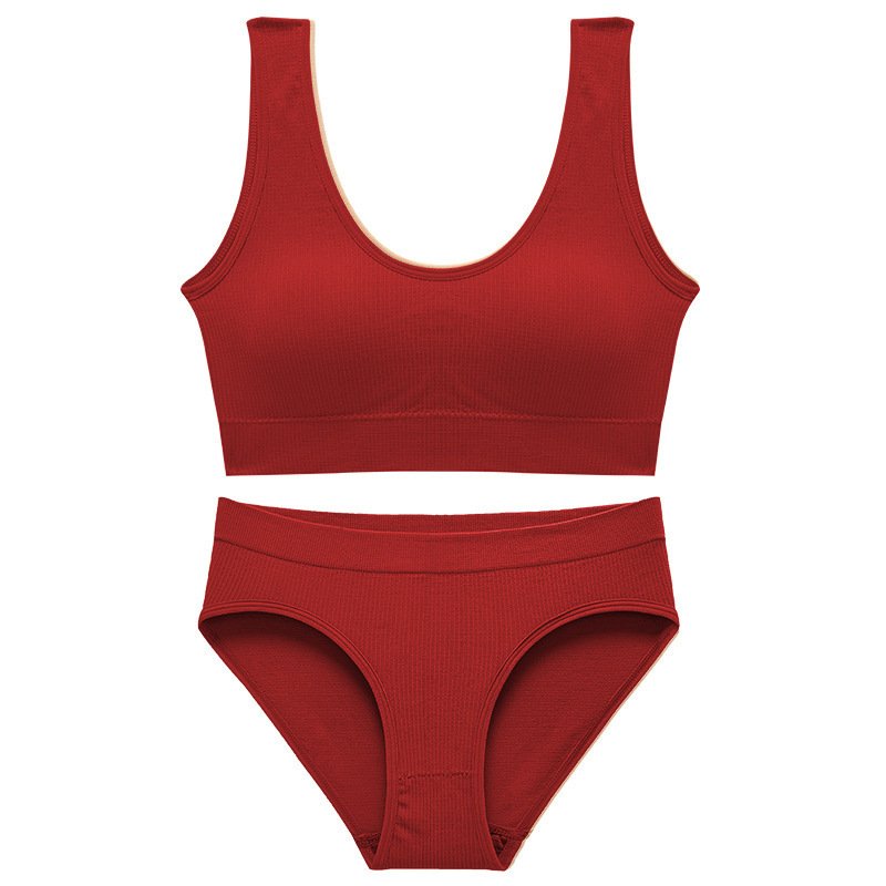2023 Underwear Women's Ladies No Underwire Comfortable Large Size Sleep Bra Briefs Set Traceless Vest