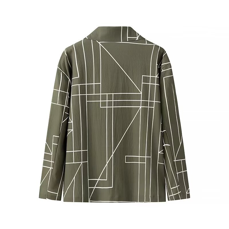 TAOP&ZA women's clothing 2024 early autumn new fashion geometric print jacket commuter windbreaker top chic 7484032 7484132