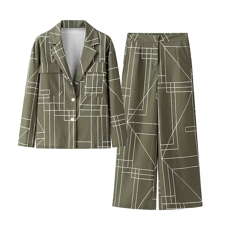 TAOP&ZA women's clothing 2024 early autumn new fashion geometric print jacket commuter windbreaker top chic 7484032 7484132