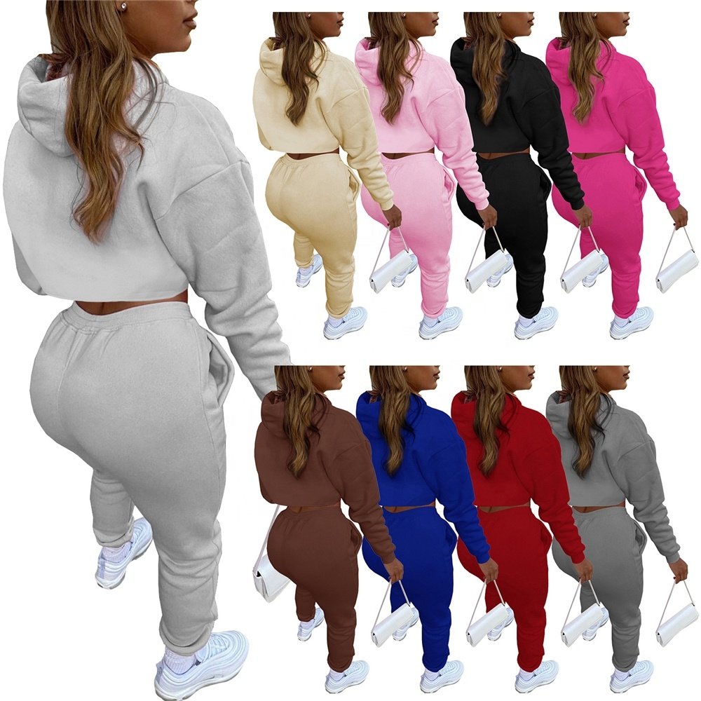 2022 New Arrival Thick Tracksuit 3 Piece Set Women Clothes Tank Top Hoodie Drawstring Long Pants Jogger Sweat Suit Set Women