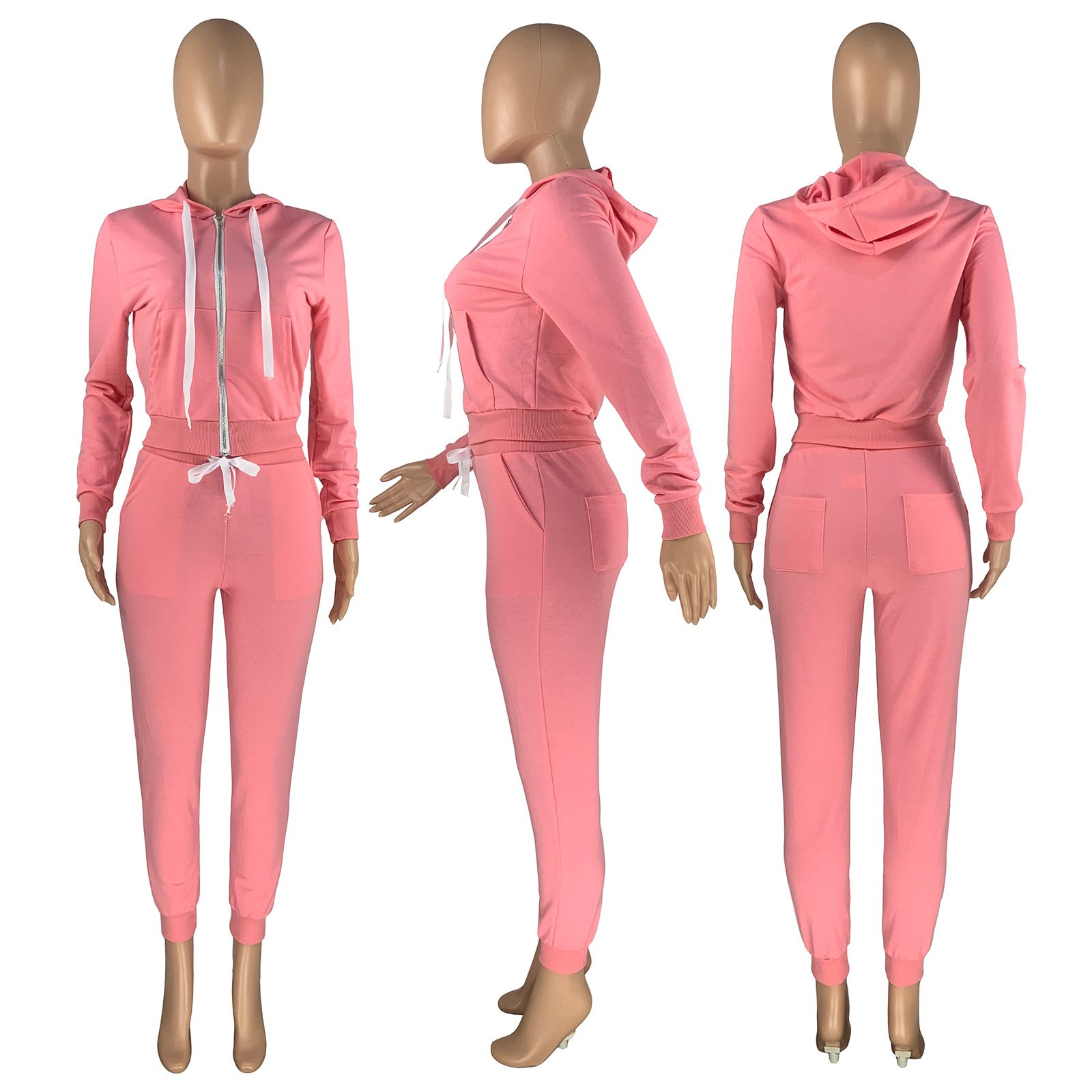 High Quality Custom Logo Blank Tracksuits Fashion Outfits Plus Size Solid Color Jogger 2 Piece Club Sportswear Women Set
