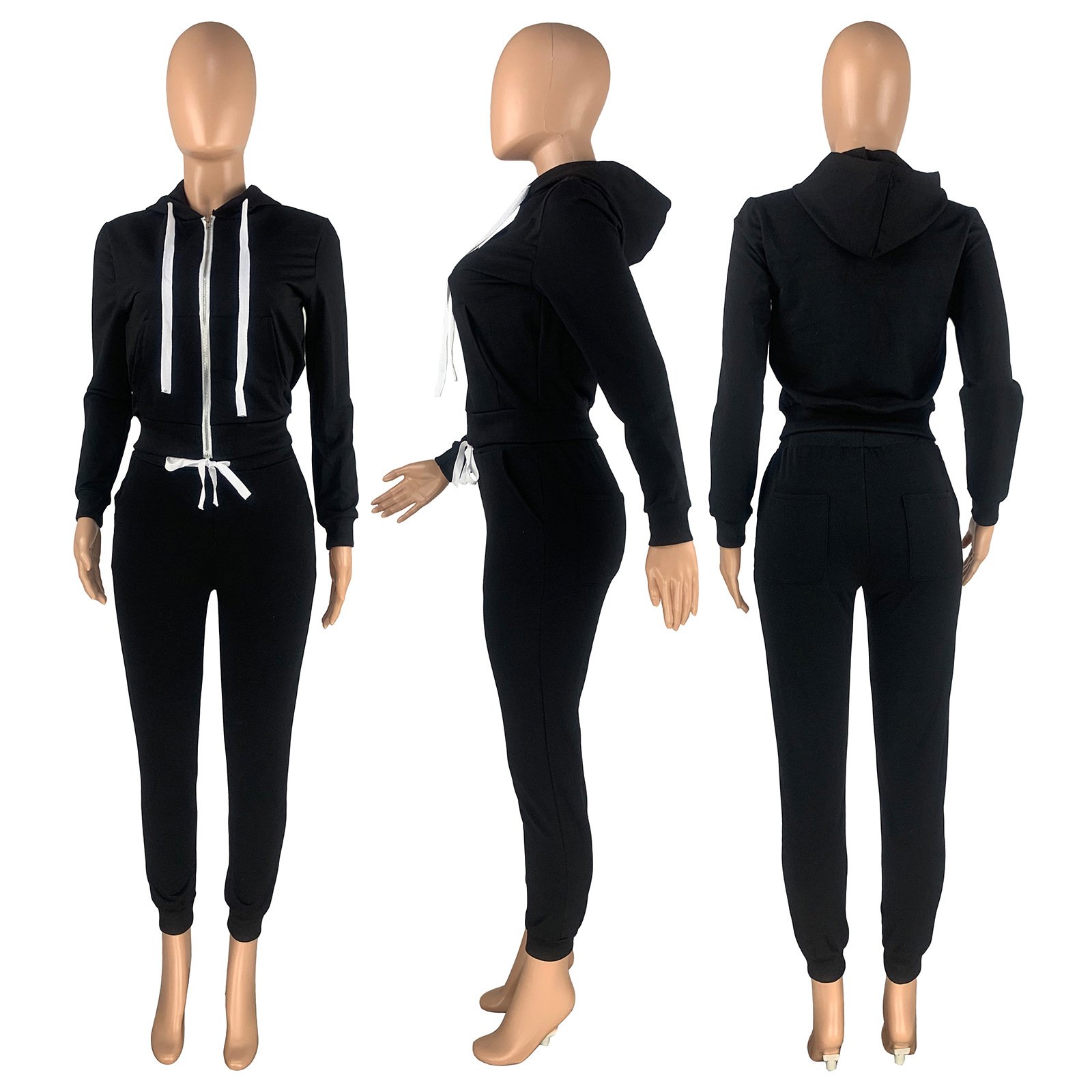 High Quality Custom Logo Blank Tracksuits Fashion Outfits Plus Size Solid Color Jogger 2 Piece Club Sportswear Women Set